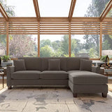 Celio Modern Suede Sectional Sofa Brown