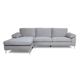 Inox Modern Suede Sectional Sofa Grey