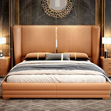 Vitara Luxury Upholstered Bed in Leatherette Tan
