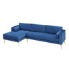 Volly High Back Couch Mid-century Suede SS Legs Chaise Sofa - Luxe Maple