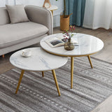 Unicorn Golden Nesting Table Set of Two - Center Table White Marble