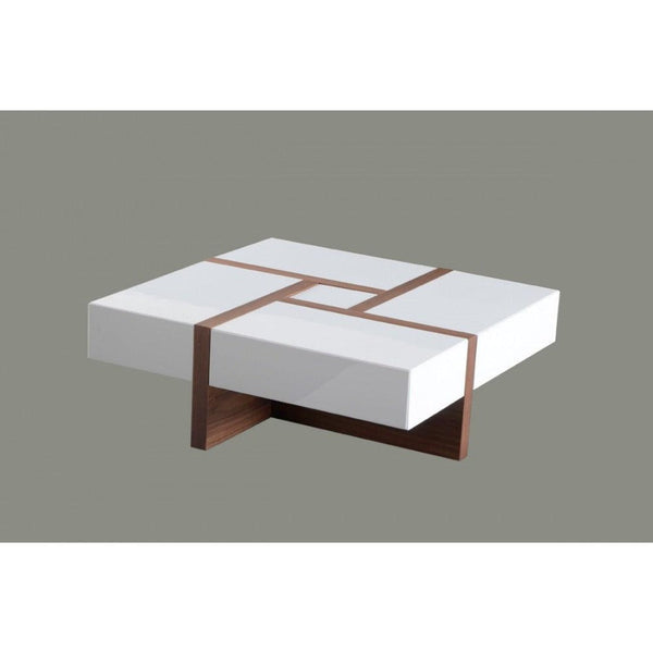 Drift White/Walnut Centre Table in PU Polish.