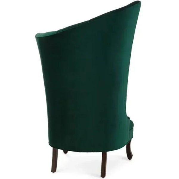 Navy Button-Tufted Wingback Chair In Green - Luxe Maple