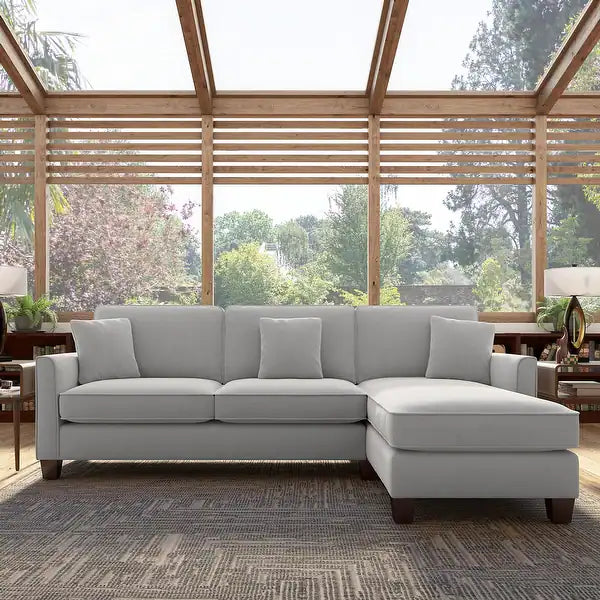 Celio Modern Suede Sectional Sofa Silver