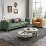 Flex Luxury Straight Line Sofa Set in Leatherette Green