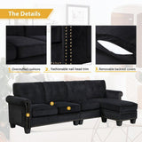 Delray Suede Sectional Sofa in Black