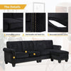 Delray Suede Sectional Sofa in Black - Luxe Maple