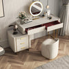 Pacific Dressing Table With Ottoman In Stainless Steel - Gold - Luxe Maple