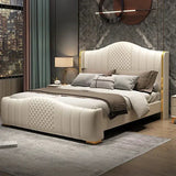 Mario Luxury Upholstered Bed in Leatherette White