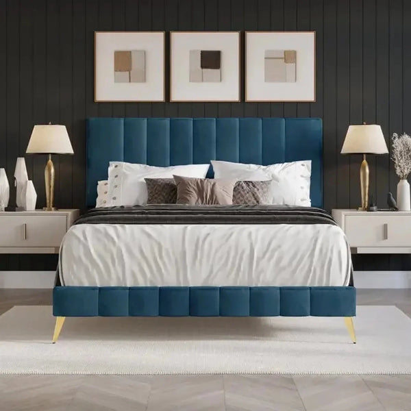 Bravo Luxury Upholstered Bed Without Storage in Suede.