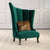 Navy Button-Tufted Wingback Chair In Green - Luxe Maple
