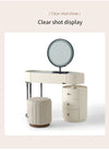 Worldmark Dressing Table With Ottoman In Stainless Steel - Gold - Luxe Maple