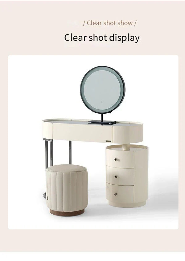 Worldmark Dressing Table With Ottoman In Stainless Steel - Gold - Luxe Maple