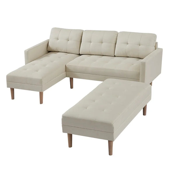 Practo Modern Suede Sofa Set in Suede With Setty - Luxe Maple