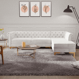 Lexis Tufted back Suede Chesterfield Sectional Sofa White