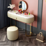 Nexa Dressing Table With Ottoman In Stainless Steel - Gold Beige
