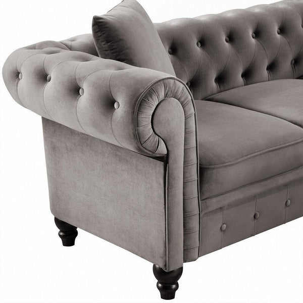 Cosmo Line Chesterfield Sofa Set in Grey - Luxe Maple