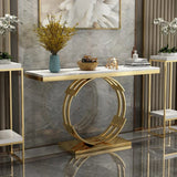 Rolex Golden Console Table - Stainless Steel White Marble