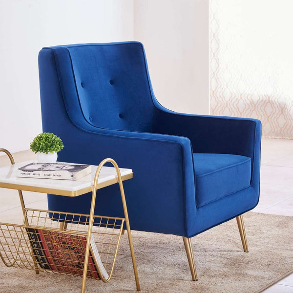 Tiktok Button-Tufted Wingback Chair In Blue - Luxe Maple