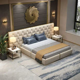 Casper Premium Upholstered Bed With Side Tables in Suede