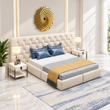Casper Premium Upholstered Bed With Side Tables in Suede - Luxe Maple