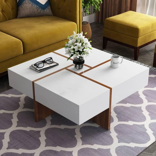 Drift White/Walnut Centre Table in PU Polish.