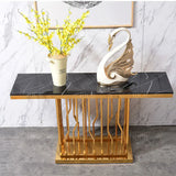 Uniline Golden Console Table - Stainless Steel Black Marble