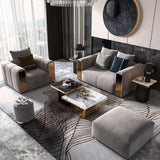 Alexa Preimum Modern Sofa Set in Grey Suede 2 Seater
