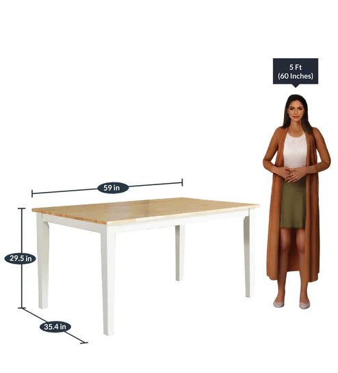 Smarty 6 Seater Dining Table in White Color - Luxe Maple