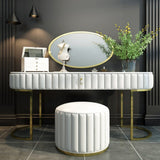 Nexa Dressing Table With Ottoman In Stainless Steel - Gold White