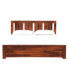 Honey Solid Wood King Size Bed with Storage in Honey Teak Finish - Luxe Maple