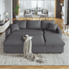 Glossy L-Shaped Sectional Storage Sofa Cum Bed - Luxe Maple