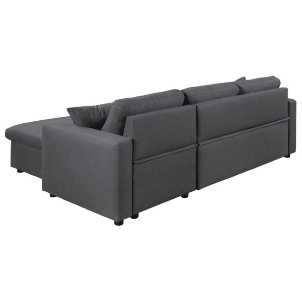 Glossy L-Shaped Sectional Storage Sofa Cum Bed - Luxe Maple