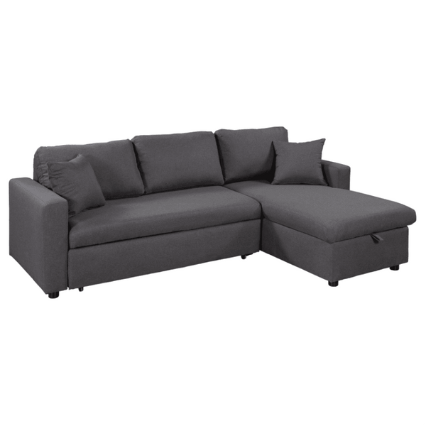 Glossy L-Shaped Sectional Storage Sofa Cum Bed - Luxe Maple