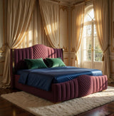 Mario Luxury Upholstered Bed in Suede