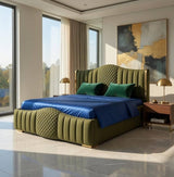 Mario Luxury Upholstered Bed in Suede