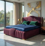 Mario Luxury Upholstered Bed in Suede