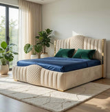Mario Luxury Upholstered Bed in Suede