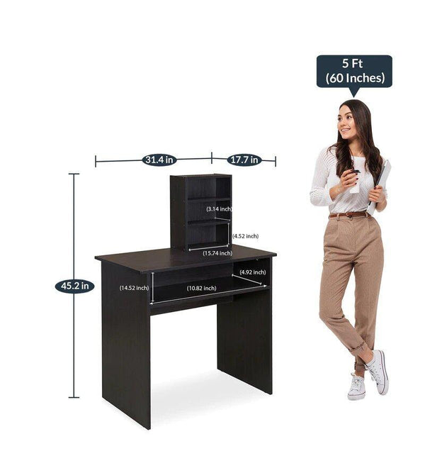 Simple Study Table in Wenge Color - Luxe Maple