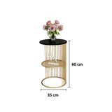 Inox Side Table in Stainless Steel with Marble Top
