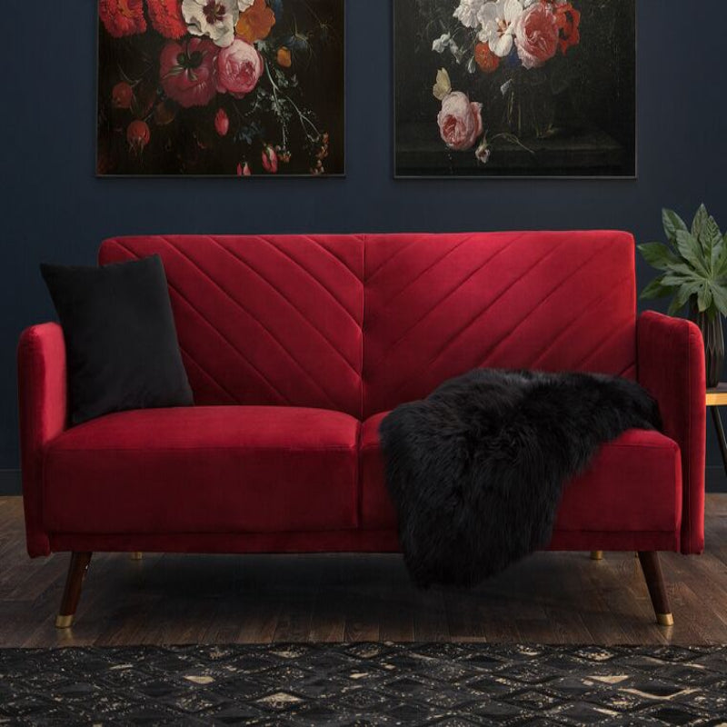 Uniline Luxury Mid-Century Sofa In Suede Wine