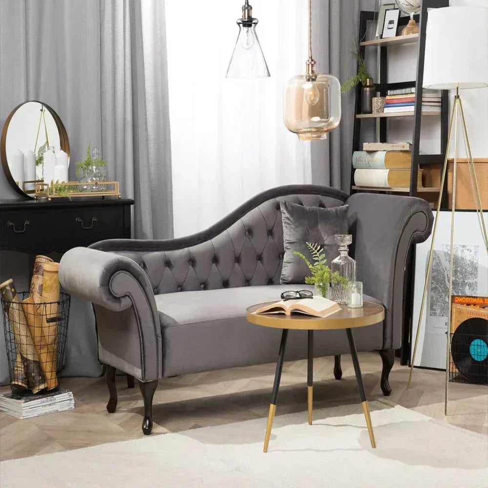 Rolly Chesterfield Lounger in Suede Grey