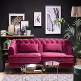 Sletta Luxury Chesterfield Sofa Set in Suede Wine