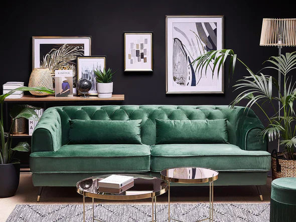 Sletta Luxury Chesterfield Sofa Set in Suede Green
