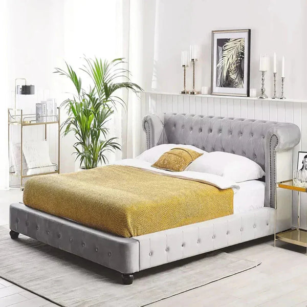 Mexico Luxury Upholstered Bed in Suede